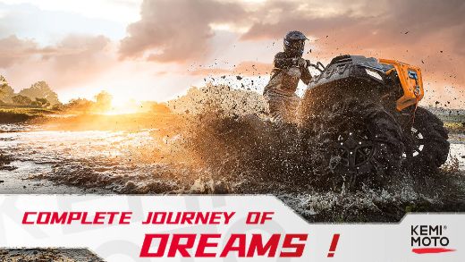 A man riding an ATV in the mud and Kemimoto offers excellent Polaris Sportsman accessories to complete your journey of dreams-1