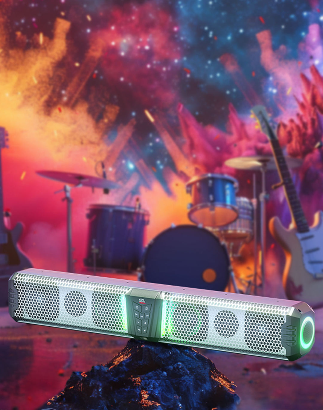 KEMIMOTO Midnight S80 32" Aluminum 6-Speaker RGB Soundbar Silver - Kemimoto