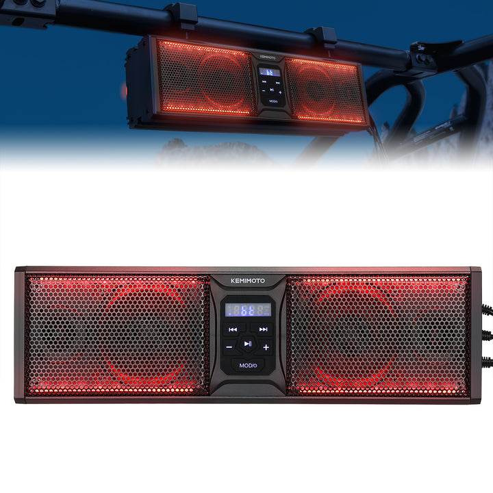 16” RGB Universal Sound Bar for Can Am Maverick X3/ RZR w/ 1.75''-2.25'' Roll Bar - Kemimoto