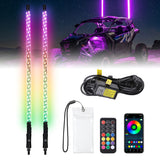 UTV/ATV Universal 3FT RGB Spiral LED Whip Lights (2PCS) - Kemimoto