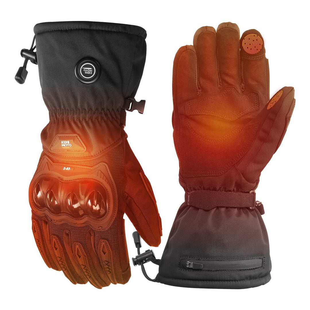 Heated Motorcycle Gloves Waterproof Windproof Touchscreen with Batteries - Kemimoto