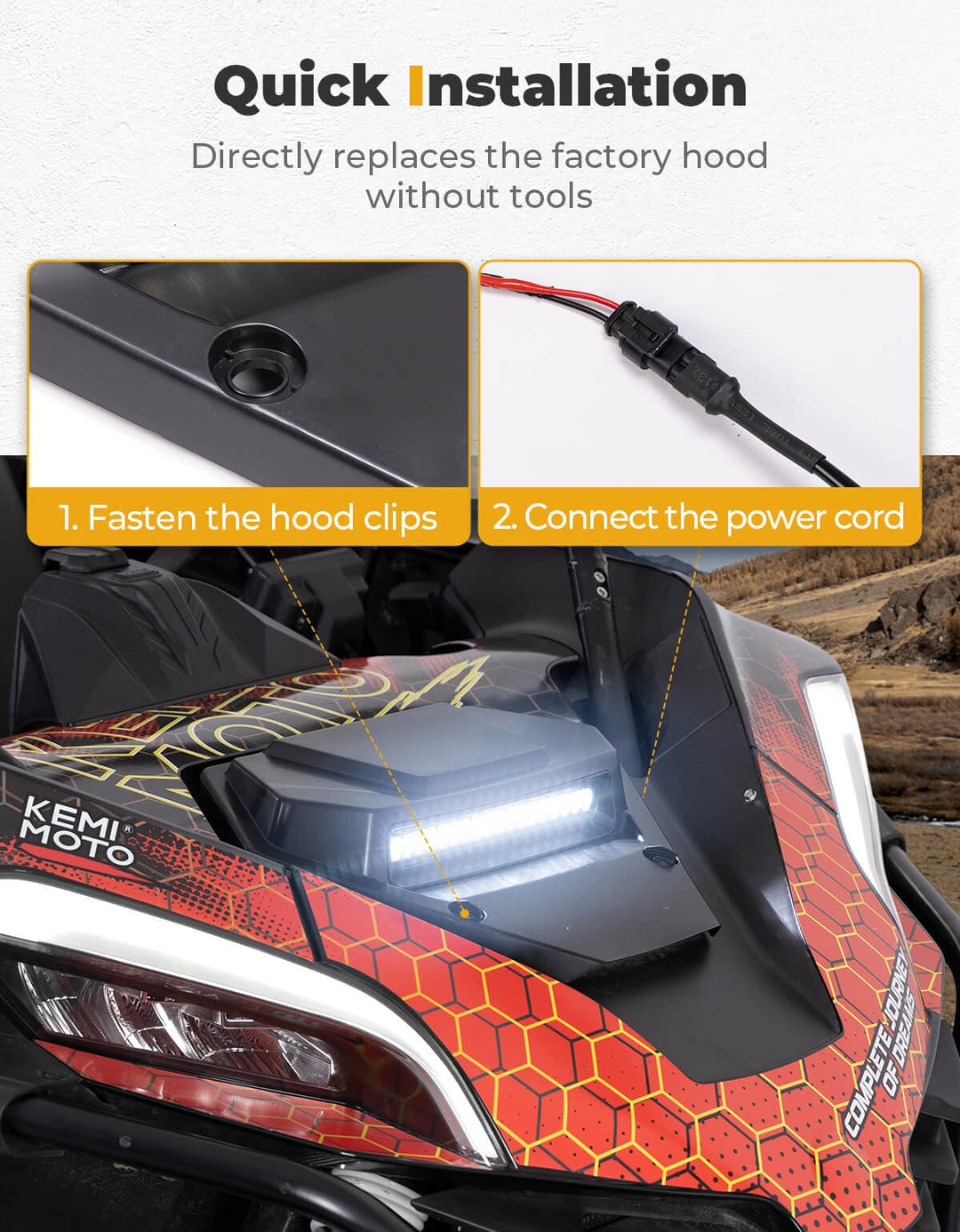 UTV Hood Scoop with Light for CFMOTO ZForce 950 2020+ - Kemimoto