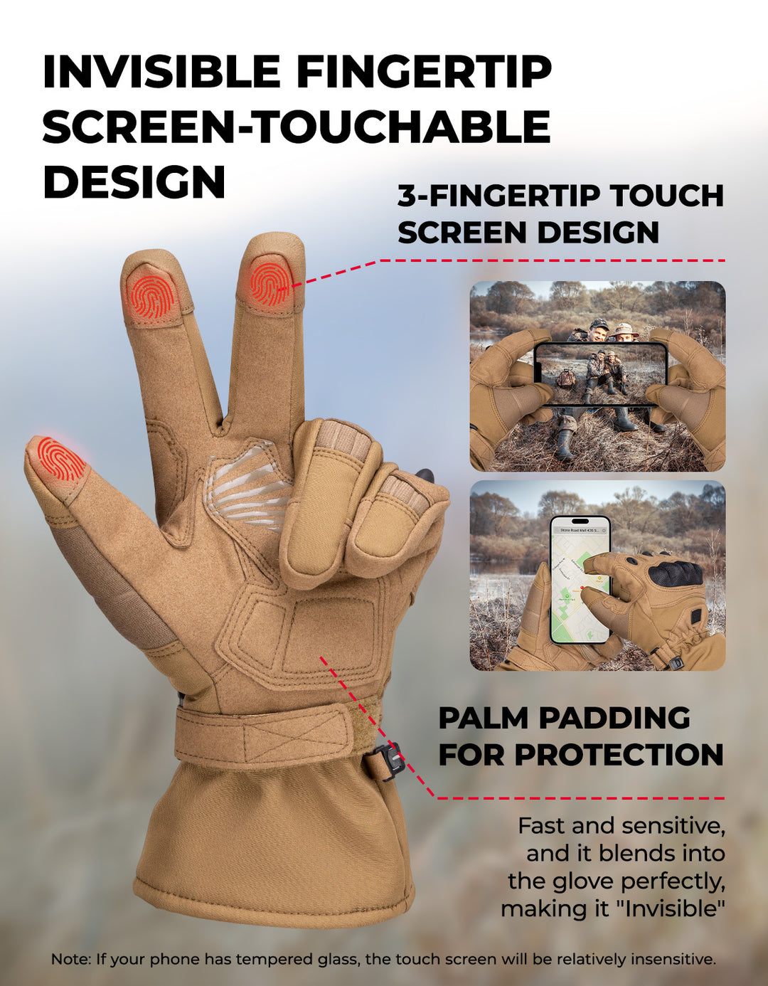 Men’s Tactical Gloves Winter Warm Touchscreen Motorcycle Riding Gloves - Kemimoto