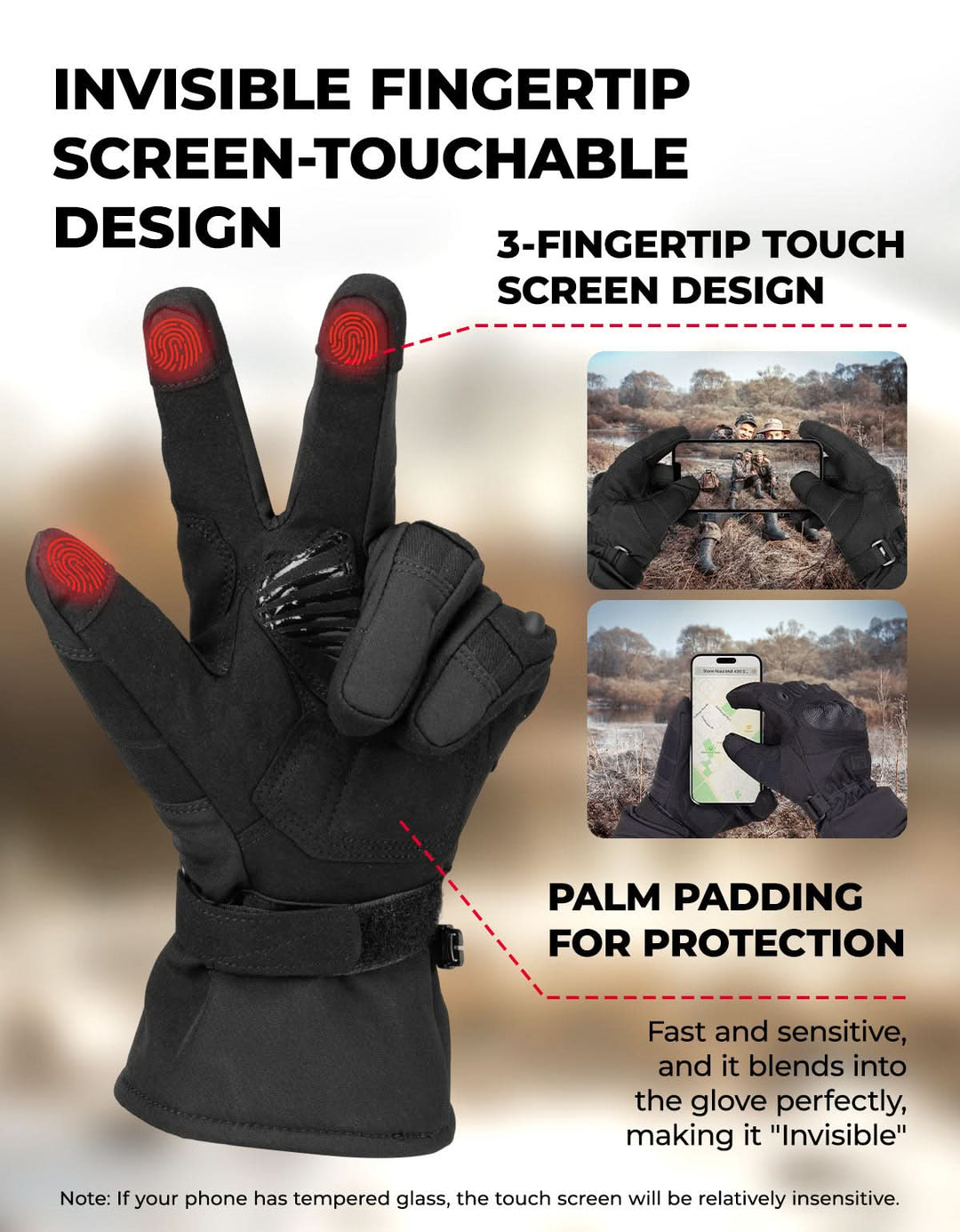 Men’s Tactical Gloves Winter Warm Touchscreen Motorcycle Riding Gloves - Kemimoto