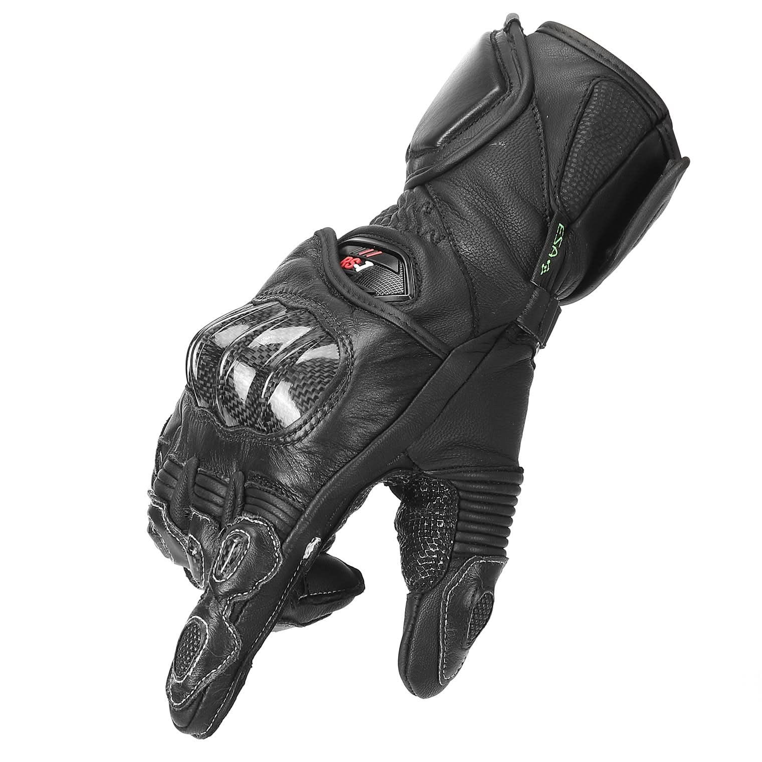 Carbon Fiber Motorcycle Gloves – Kevlar Stitch, ESA Padding & Touchscreen, Black / XL