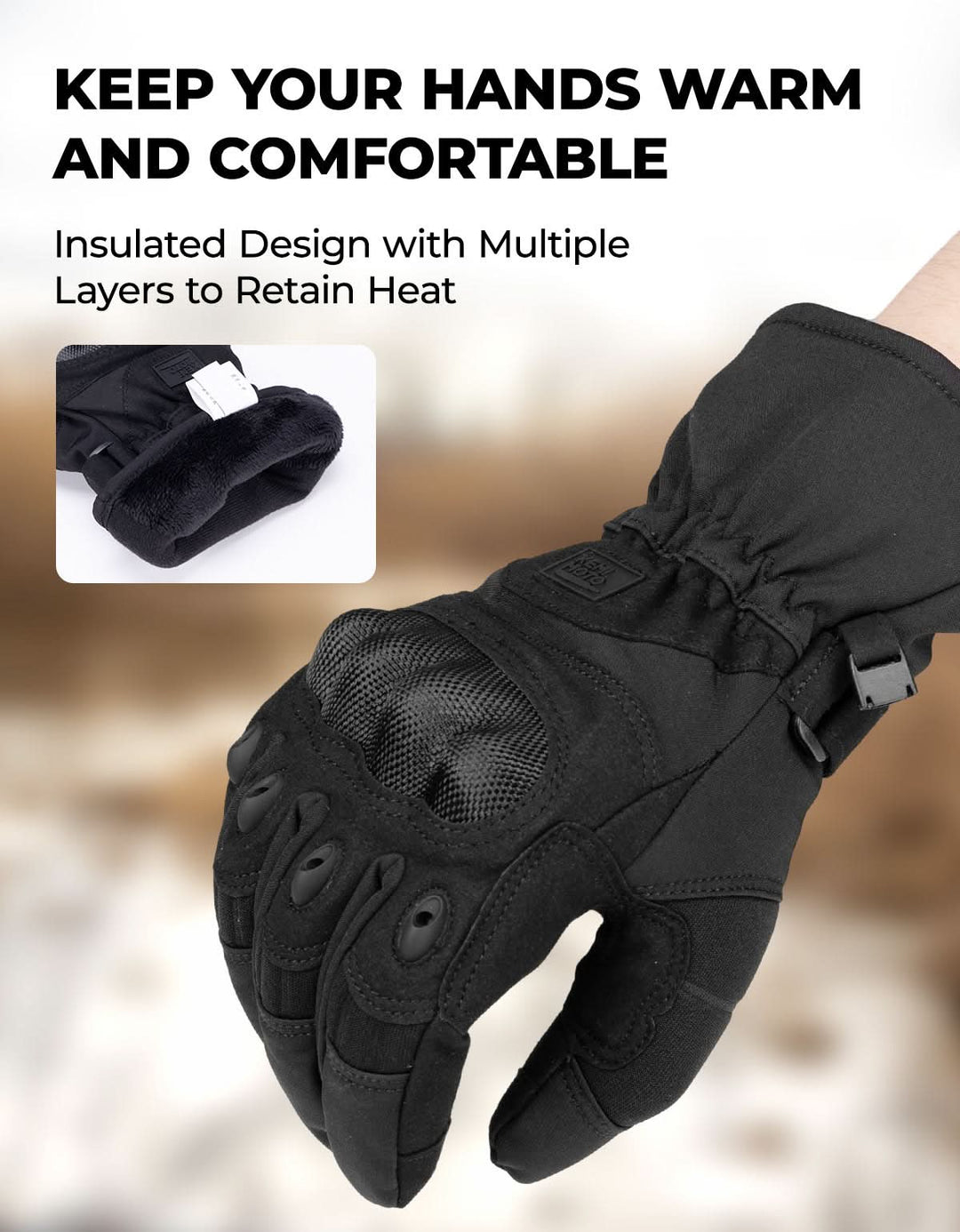 Men’s Tactical Gloves Winter Warm Touchscreen Motorcycle Riding Gloves - Kemimoto