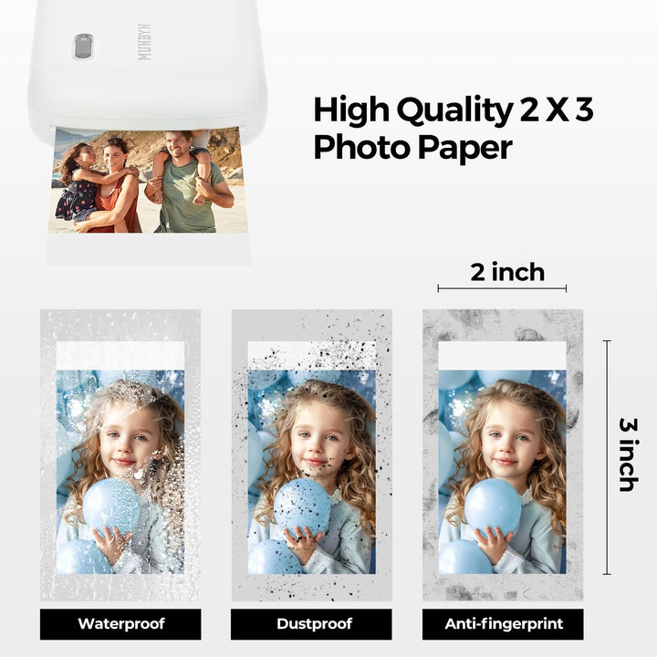 MUNBYN 2"x3" Premium Instant Photo Paper Automatic Lamination - Kemimoto