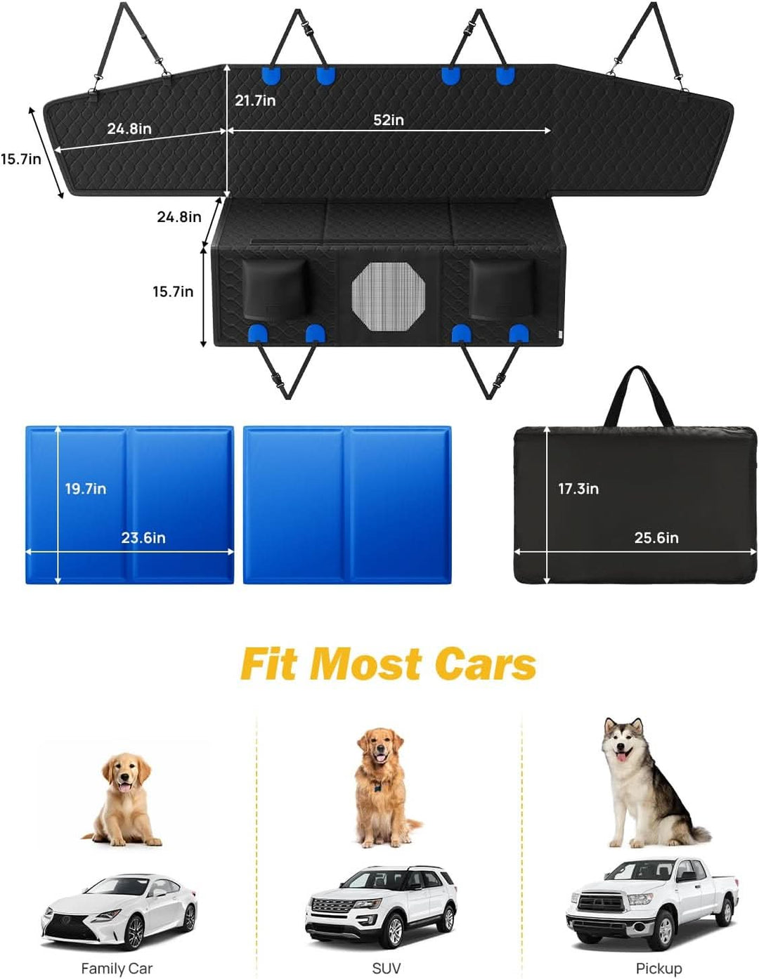 JOYTUTUS Back Seat Extender for Dogs with Hard Bottom - Kemimoto