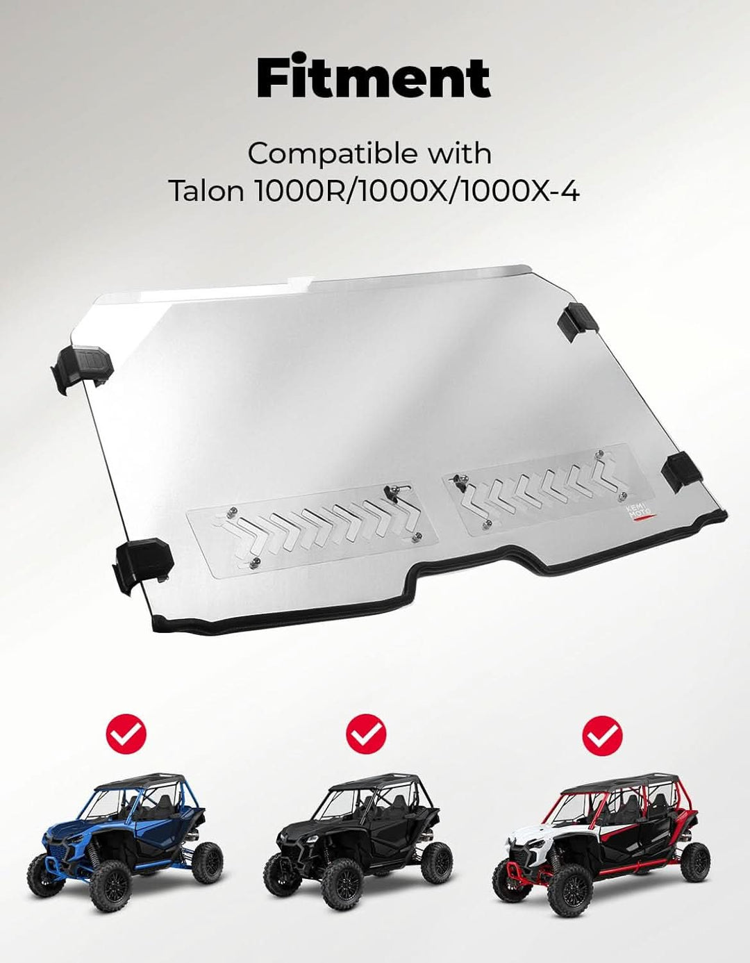 2-IN-1 UTV Front Windshield with Vents for Talon 1000X/1000R - Kemimoto