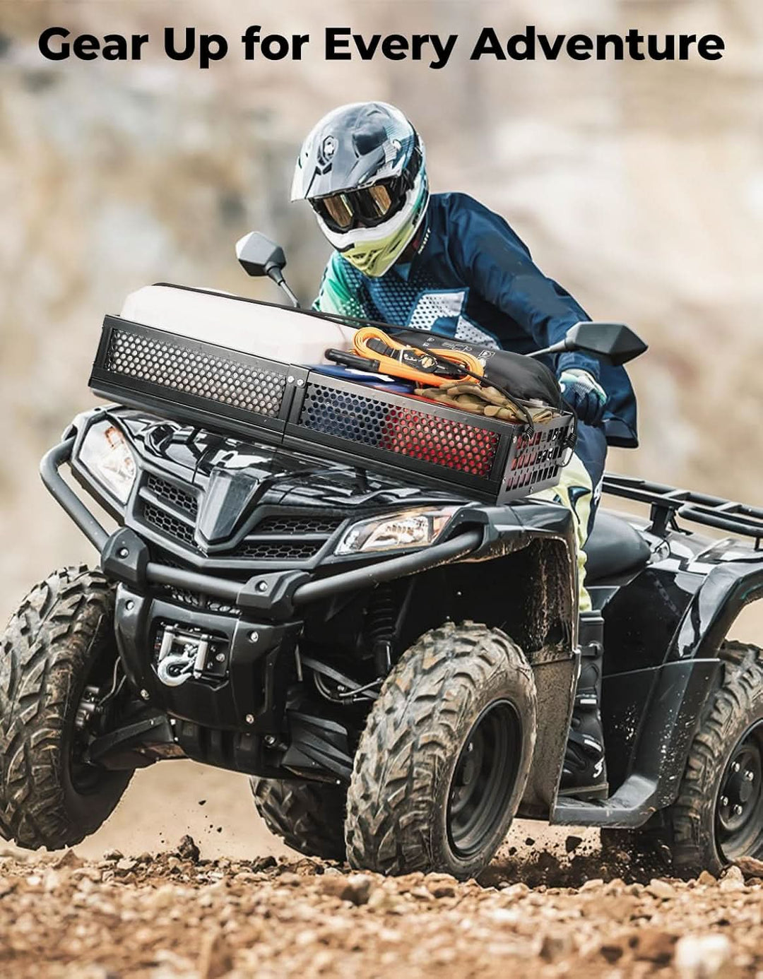 ATV Front Cargo Basket with Steel Mesh Surface for Kawasaki, Universal for Golf Cart Tractor