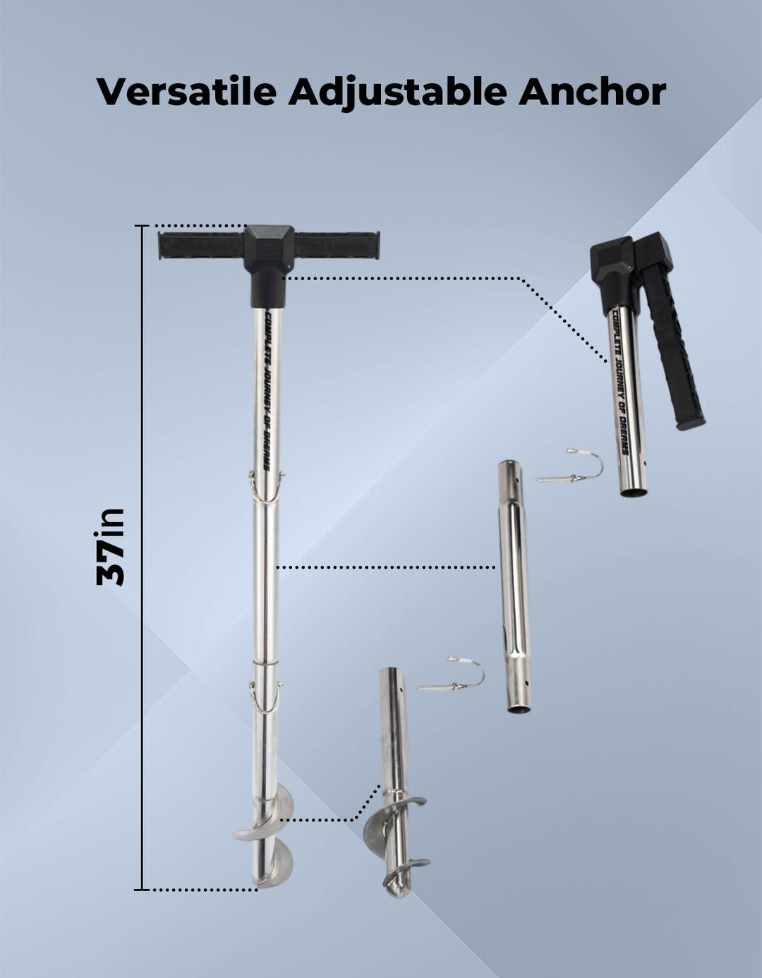 Jet Ski Anchor Shallow Water Anchor Pole for Kayak Pontoon - Kemimoto
