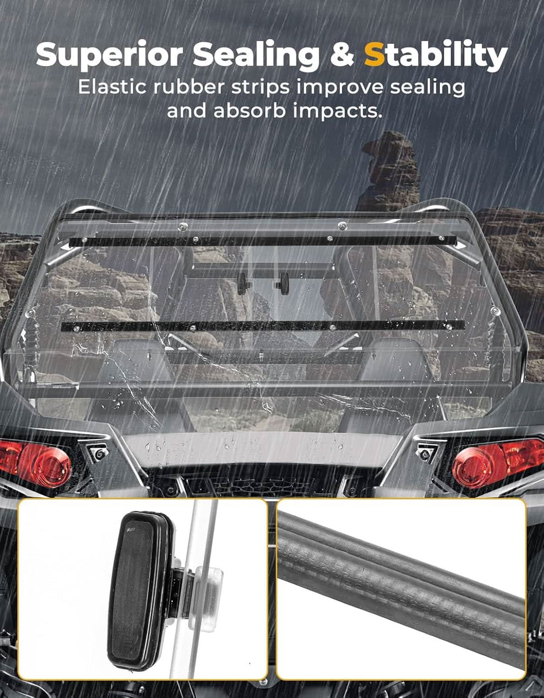 Full Rear Windshield with Sliding Window for Polaris RZR 570/Trail 570/800/900 - Kemimoto