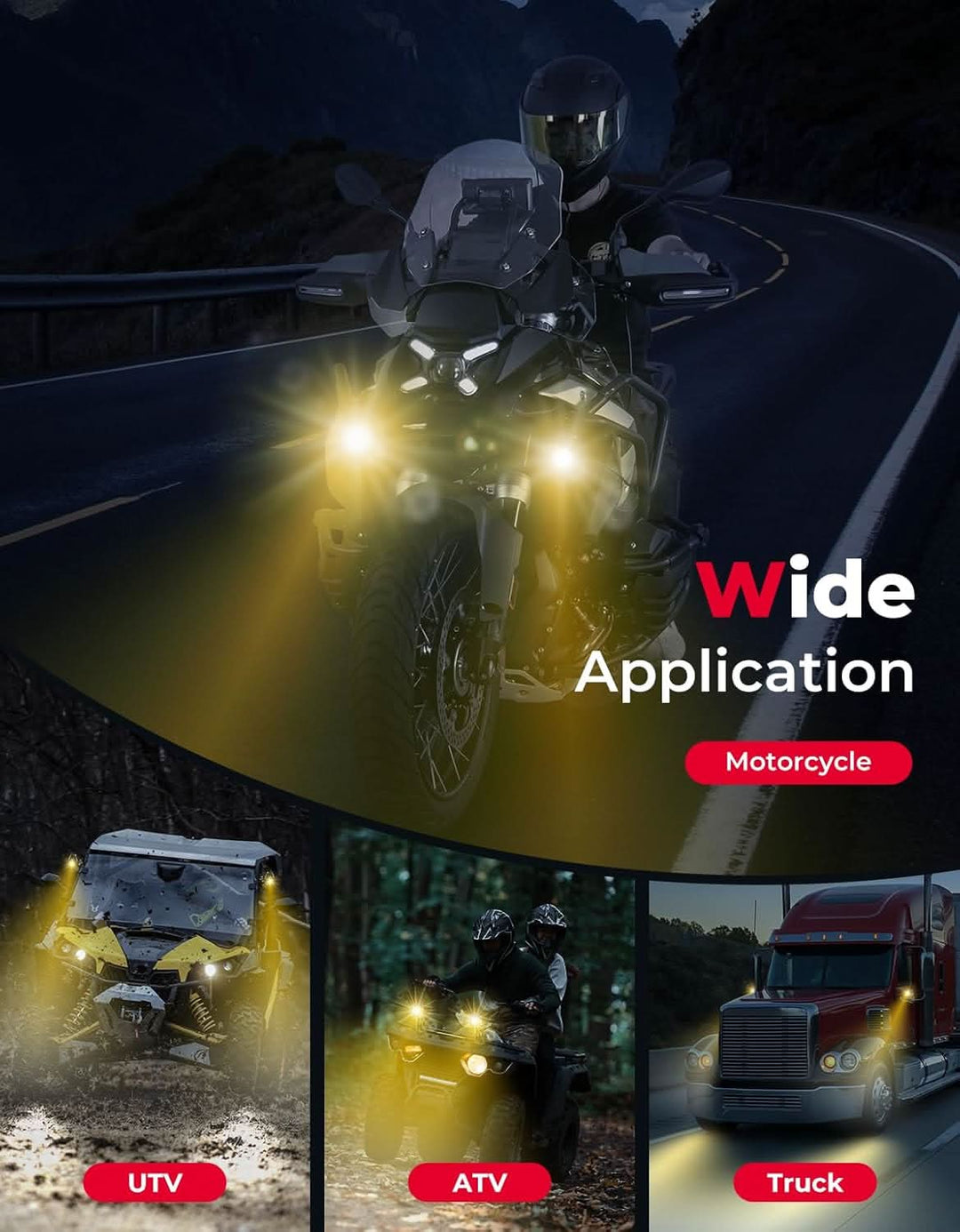 Motorcycle LED Auxiliary Spotlight 60W Dual-Color IP67