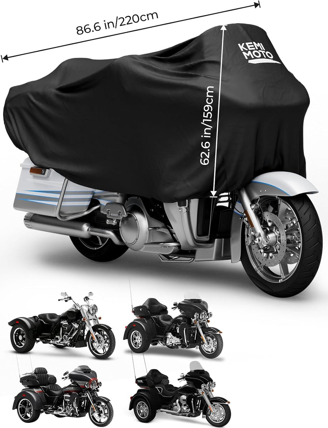 Motorcycle Cover Half Cover for Touring Models Road King Street Glide Road Glide - Kemimoto