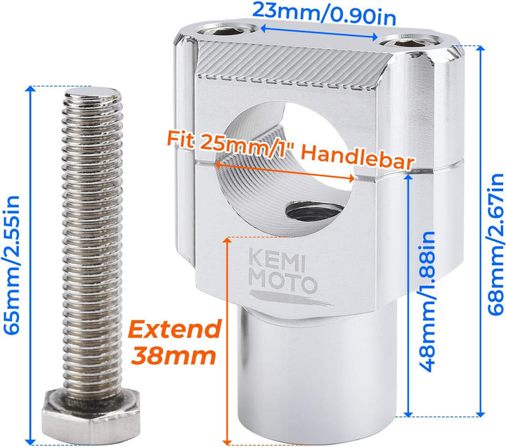 1 Inch Motorcycle Handlebar Risers, Aluminum Alloy Motorcycle Risers - Kemimoto