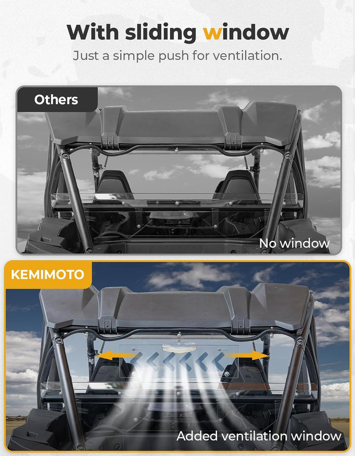 Vented Clear Rear Windshield for Polaris RZR XP 1000 2024-2025 - Kemimoto