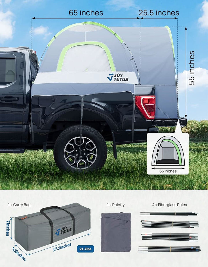 JOYTUTUS Truck Tent with Rainfly 5.5Ft-6Ft - Kemimoto