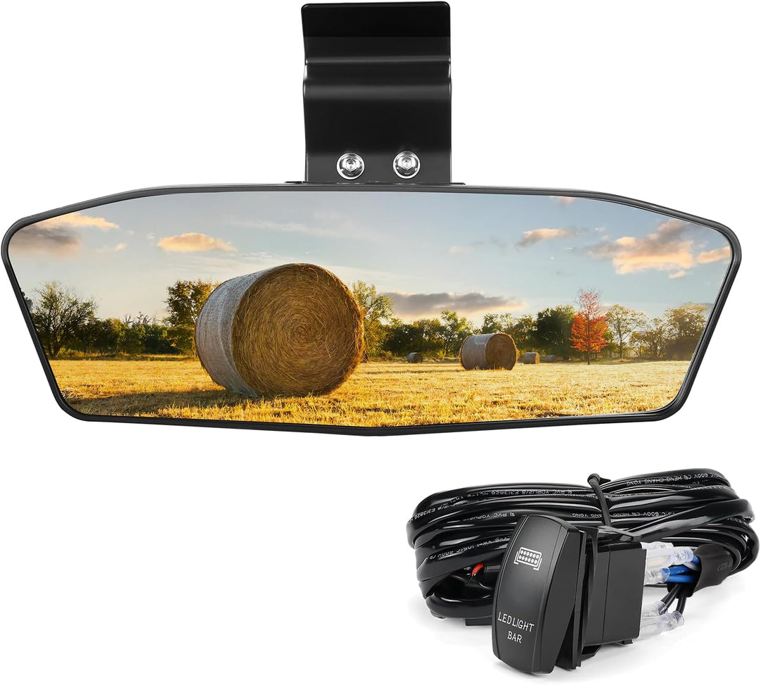 UTV Rear View Mirror with LED Light for Polaris Ranger/ Defender 2015-2024 - Kemimoto