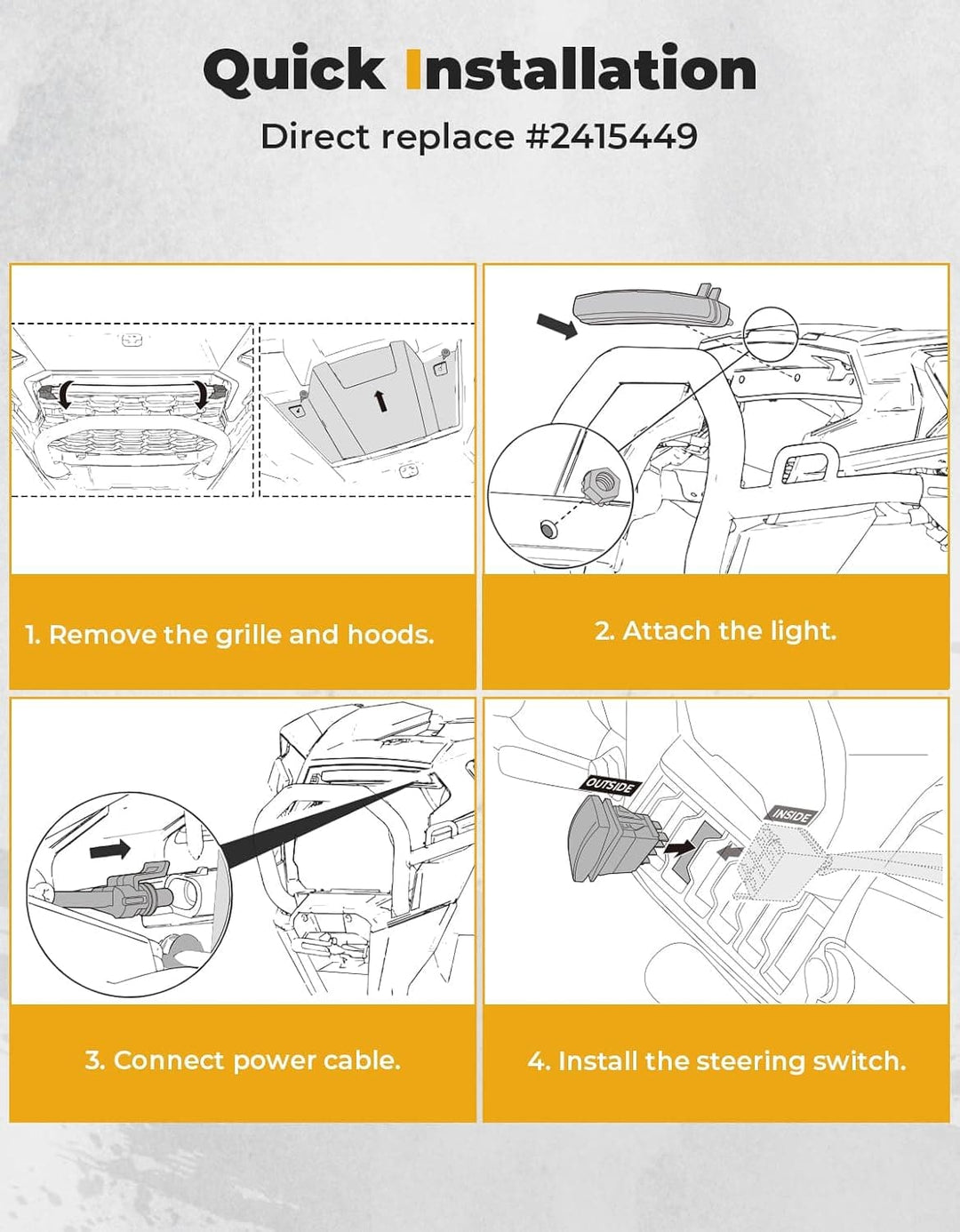 Front Light Chasing Color Light for Polaris RZR XP 1000 / 4 2024-2025 - Kemimoto