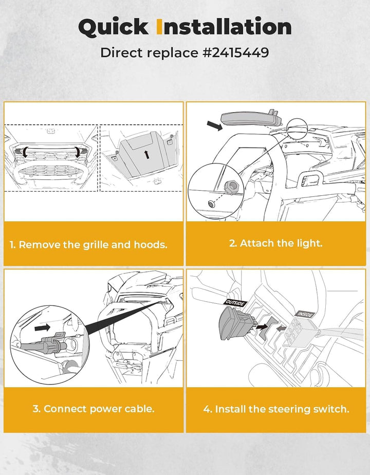 Front Light Chasing Color Light for Polaris RZR XP 1000 / 4 2024-2025 - Kemimoto