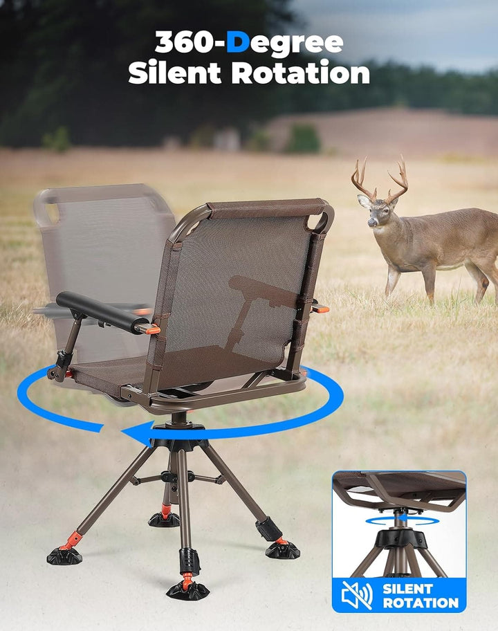 Hunting Chair 360 Degree Silent Swivel Folding Chair - Kemimoto