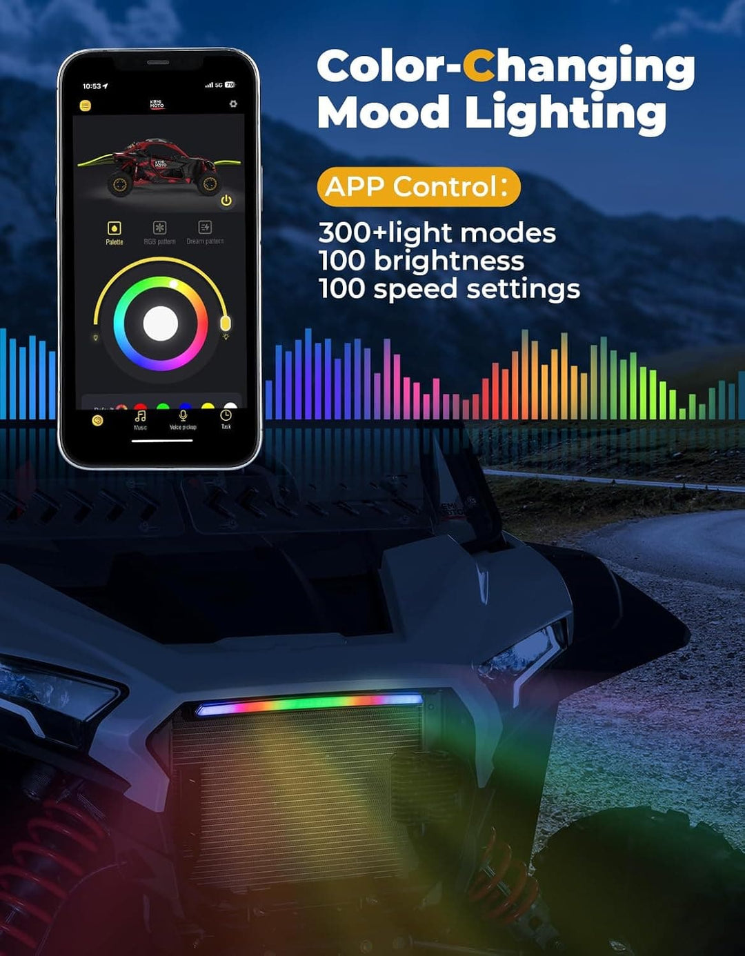 Front Light Chasing Color Light for Polaris RZR XP 1000 / 4 2024-2025 - Kemimoto