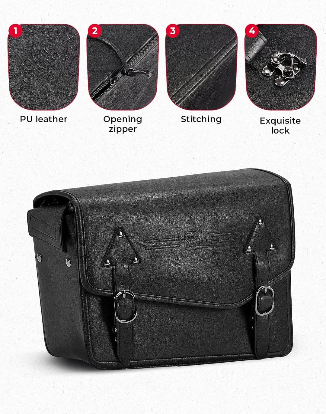 24L Saddlebags PU Leather Side Bags for Sportster Softail Dyna - Kemimoto