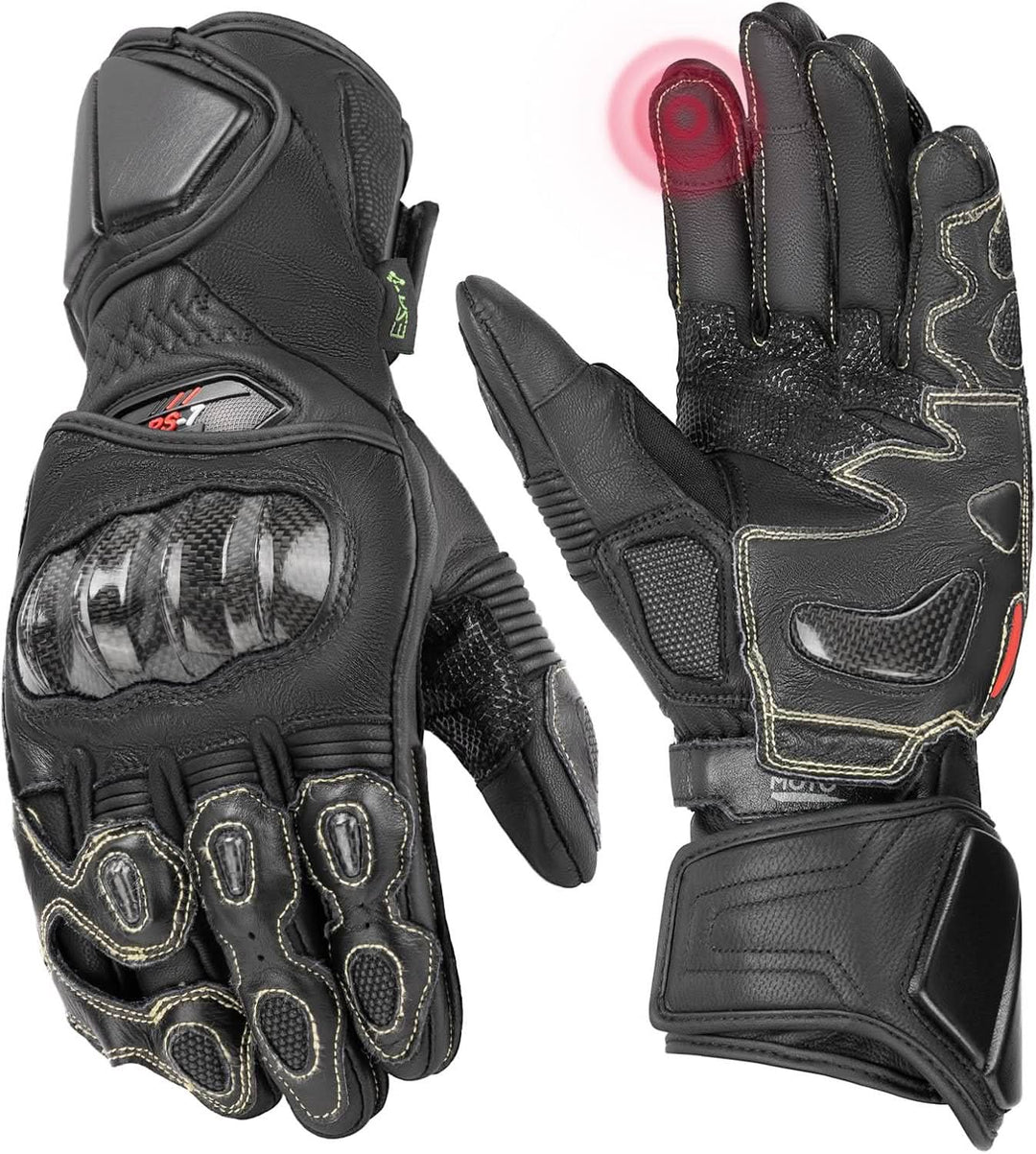 Leather Motorcycle Gloves with Kevlar & Carbon Fiber Protection - Kemimoto