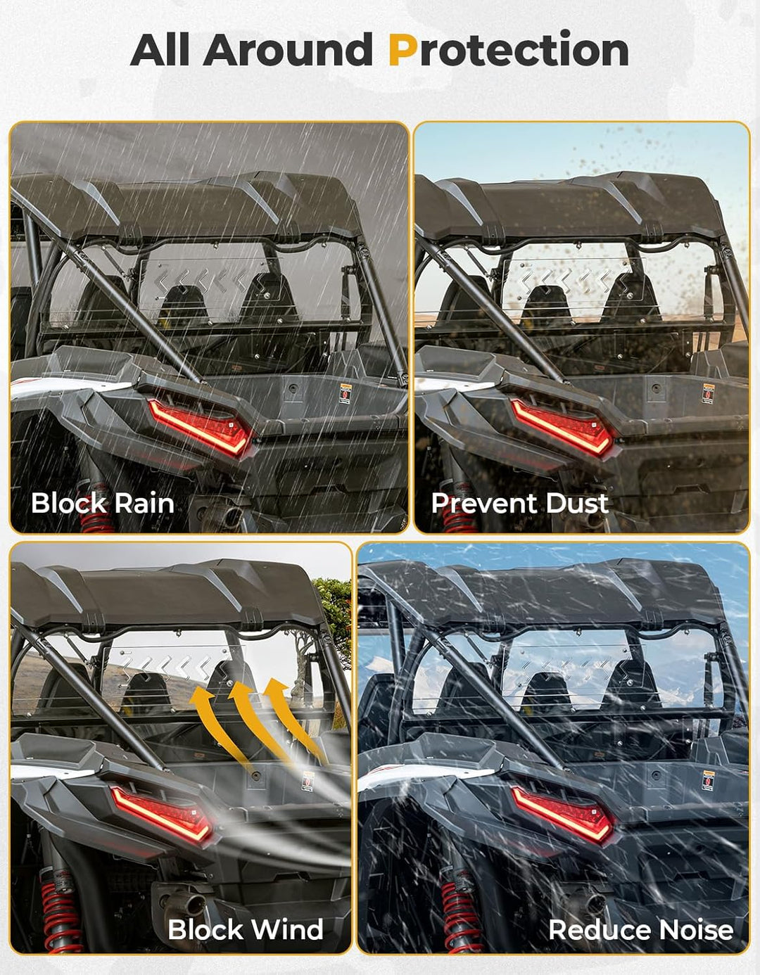 Vented Clear Rear Windshield for Polaris RZR XP 1000 2024-2025 - Kemimoto