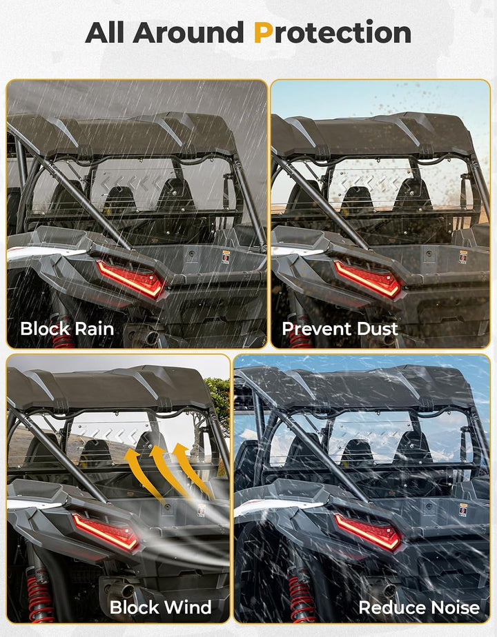 Vented Clear Rear Windshield for Polaris RZR XP 1000 2024-2025 - Kemimoto