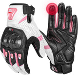 Leather Motorcycle Gloves for Women with Touchscreen