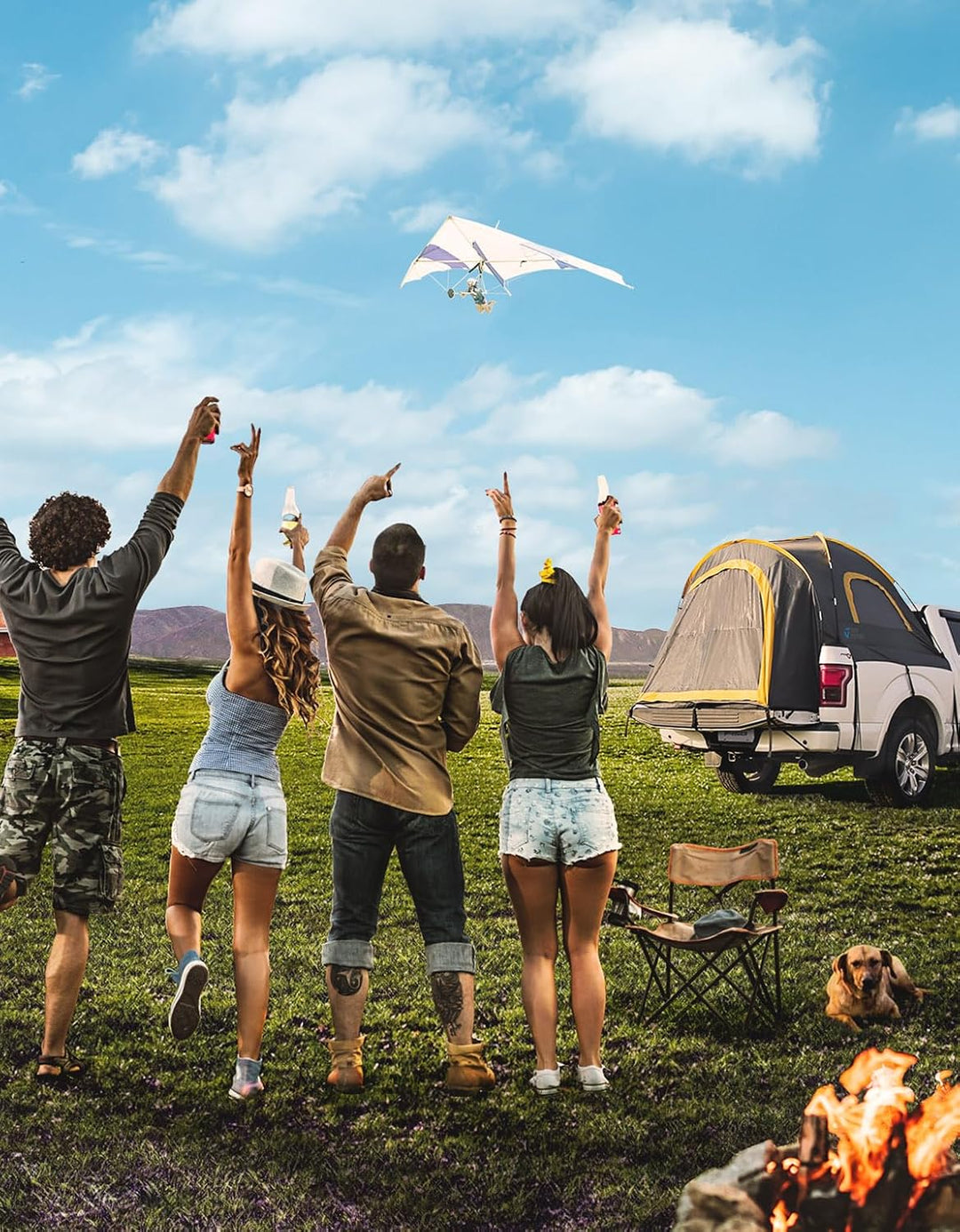 JOYTUTUS Pickup Truck Tent 2.0, 5.5'-6' Camping Preferred - Orange - Kemimoto