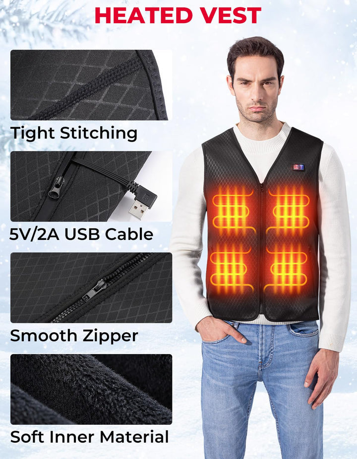 Electric Heated Vest for Men Winter Hunting (No Battery) - Kemimoto