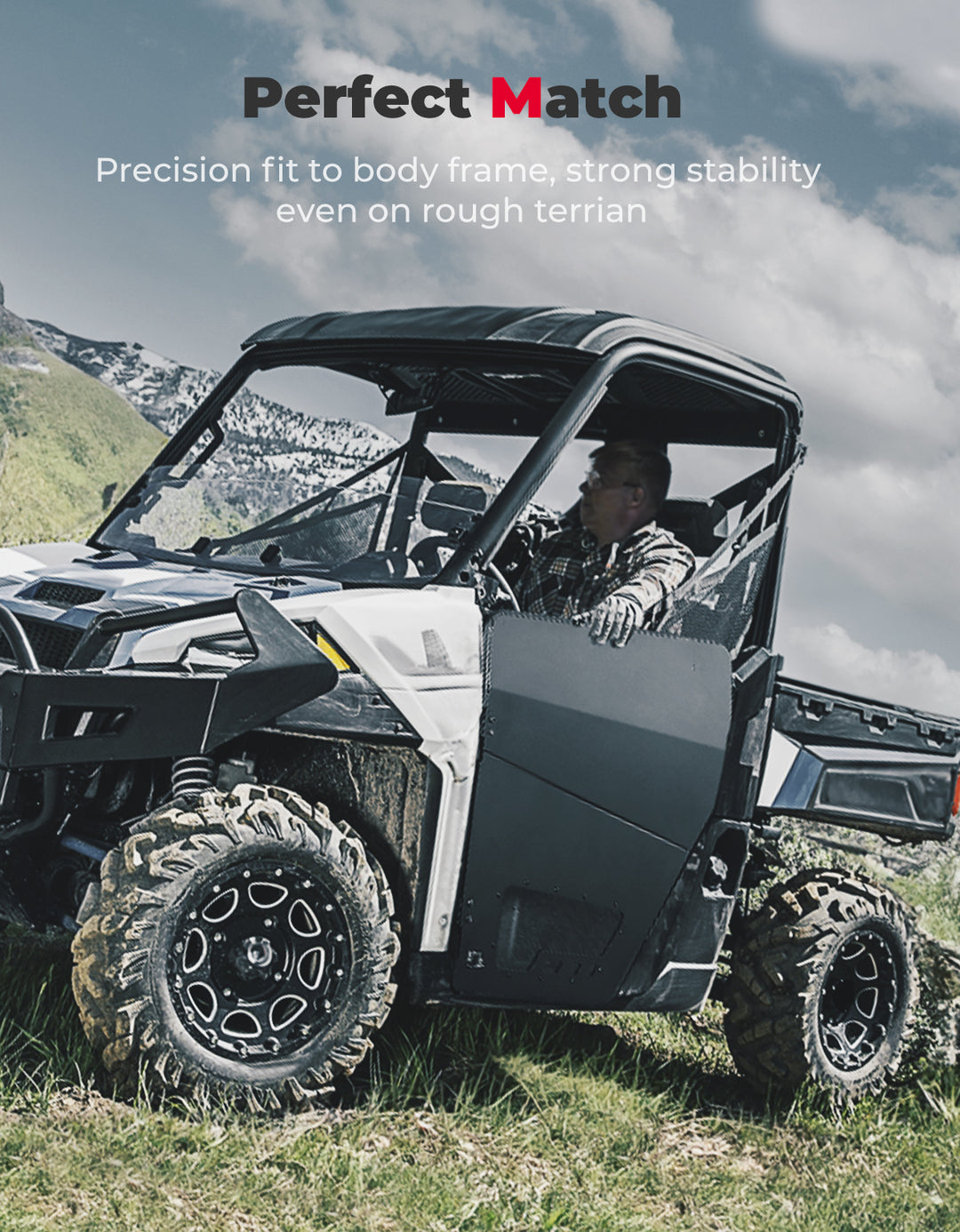UTV Aluminum Half Door for Polaris Ranger XP 1000 2018-2025 - Kemimoto