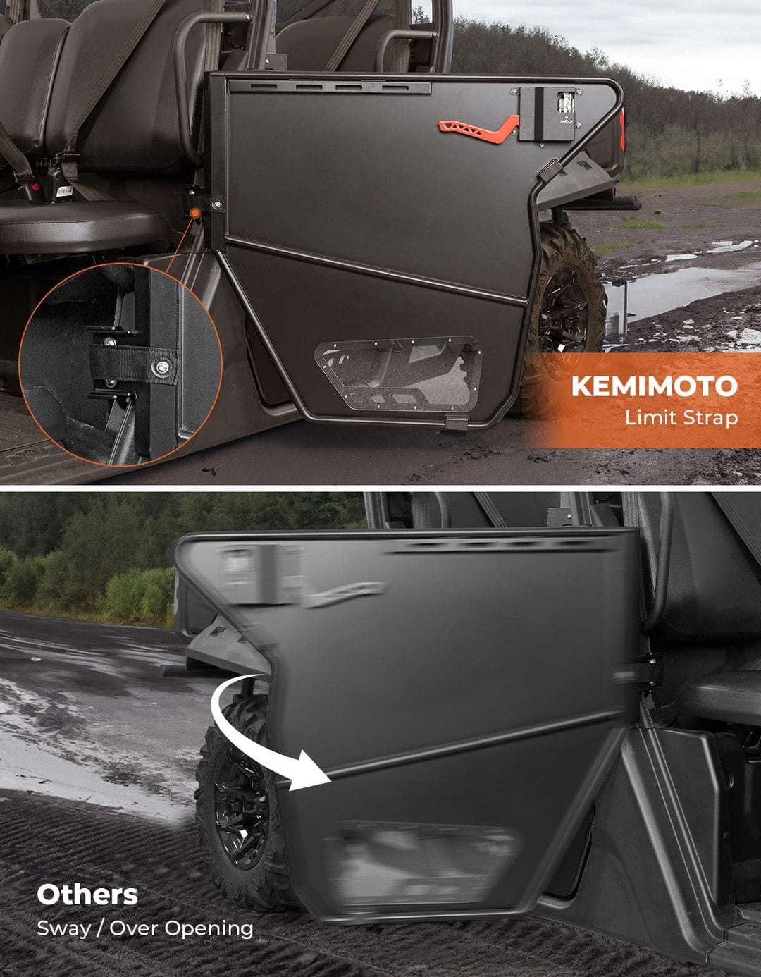 UTV Aluminum Half Doors for Can-Am Defender MAX - Kemimoto