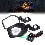 UTV LED Lighted Side Mirrors with Flowing Turn Signal for Polaris RZR/ 1.6"-2" Roll Bar