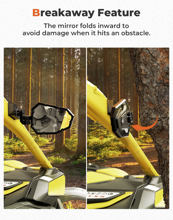 UTV Aluminum Side Mirrors for Can Am Maverick R 2024+ ( 1 Pair ) - Kemimoto