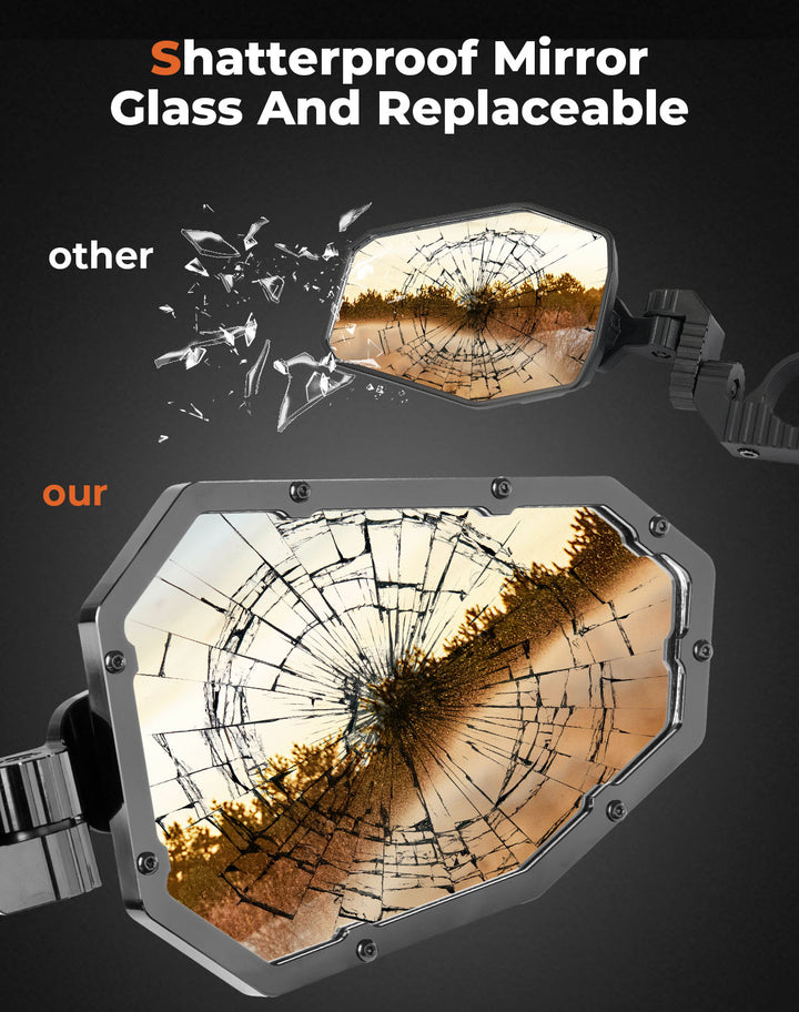 UTV Aluminum Side Mirrors for Can Am Maverick R 2024+ ( 1 Pair ) - Kemimoto