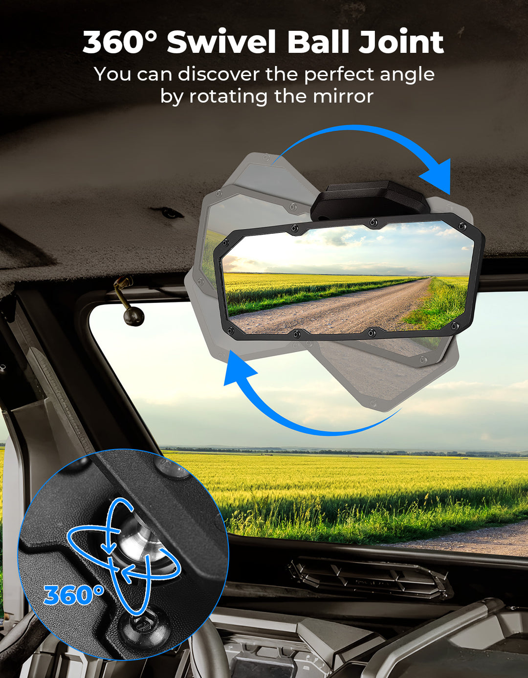 10.2'' Width Center Mirror for Polaris XPEDITION XP/XP 5/ ADV/ADV 5 - Kemimoto