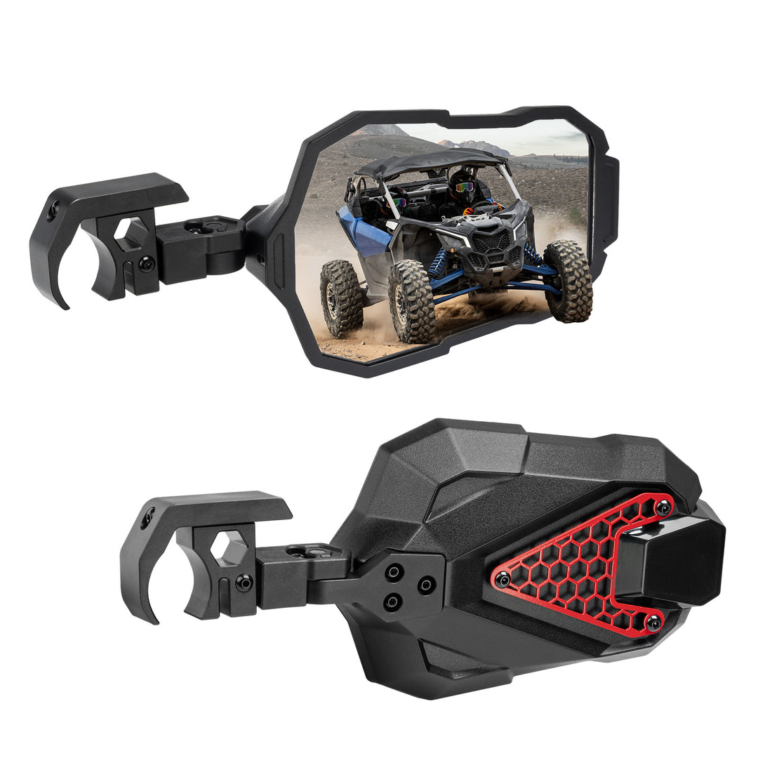 UTV Side Mirrors Fits 1.5-2 inch Roll Cage for Polaris RZR Can Am Mule Zforce Pioneer - Kemimoto