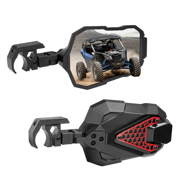 UTV Side Mirrors Fits 1.5-2 inch Roll Cage for Polaris RZR Can Am Mule Zforce Pioneer - Kemimoto