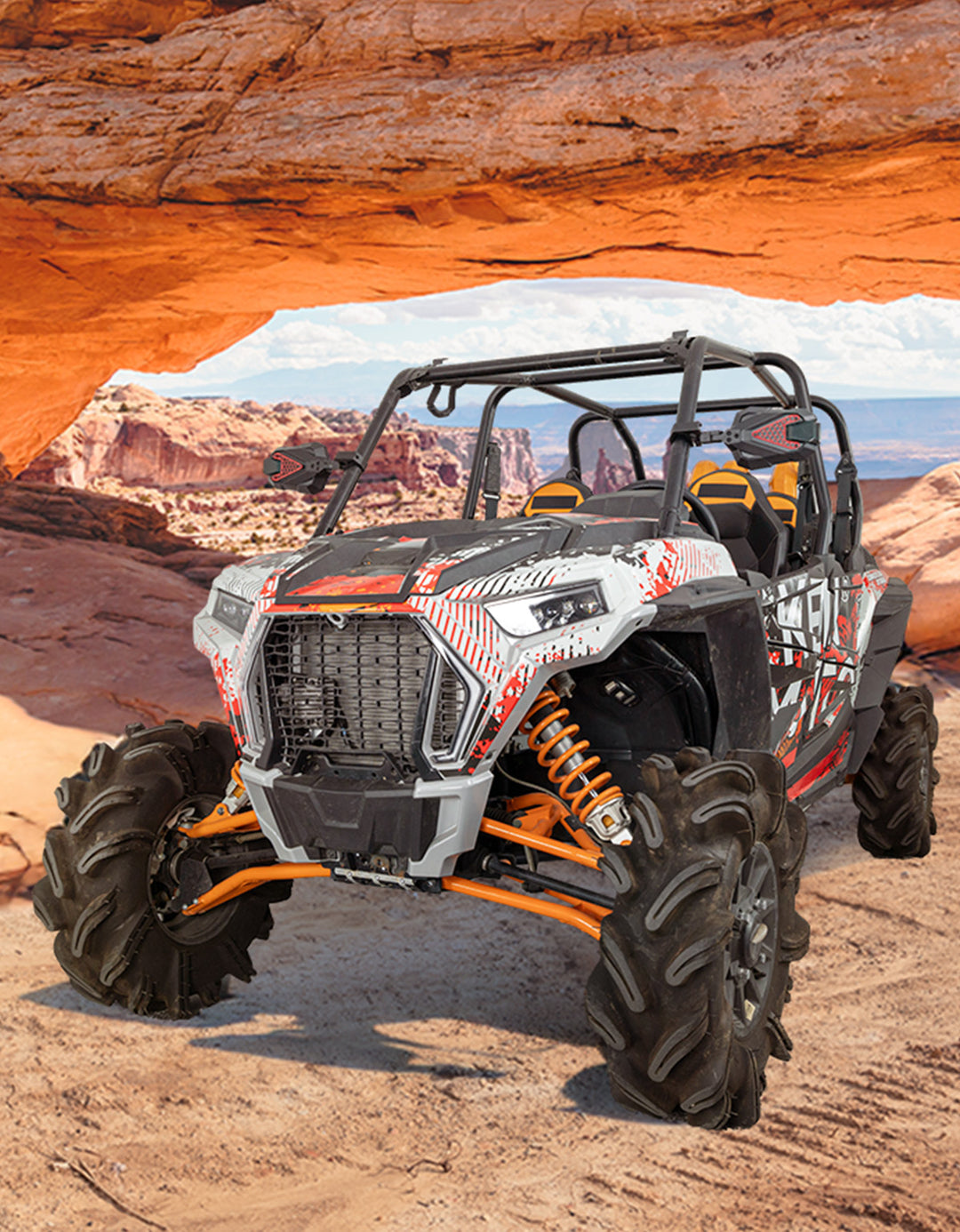 UTV Side Mirrors Fits 1.5-2 inch Roll Cage for Polaris RZR Can Am Mule Zforce Pioneer - Kemimoto