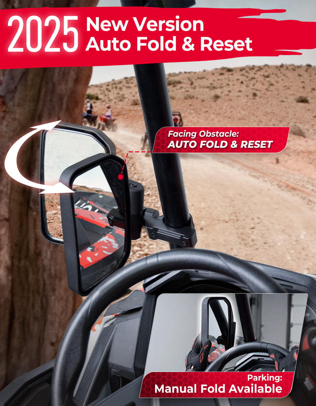 UTV Side Mirrors for Polaris RZR|Can-Am|CFMOTO Zforce - Kemimoto