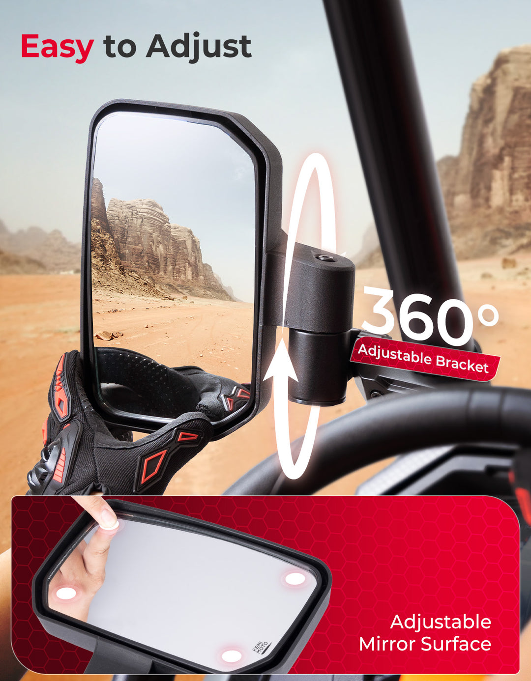 UTV Side Mirrors for Polaris RZR|Can-Am|CFMOTO Zforce - Kemimoto