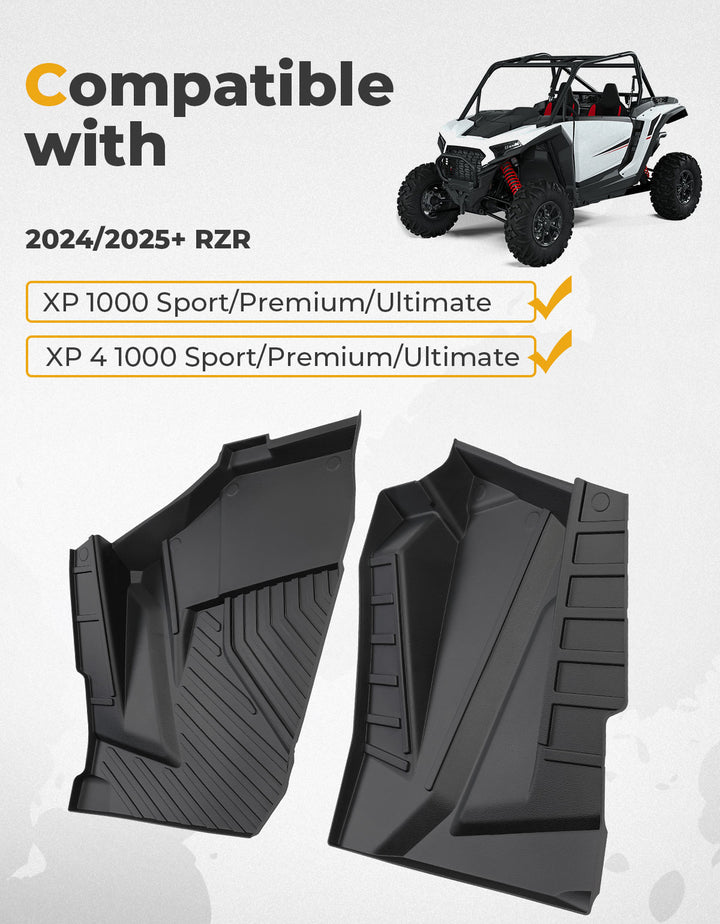Front TPE Floor Mats for Polaris RZR XP 1000/4 1000 2024-2025 - Kemimoto