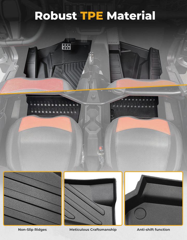 TPE Non-Slip Floor Mats 4PCS for 2024/2025 Polaris RZR XP 4 1000 - Kemimoto