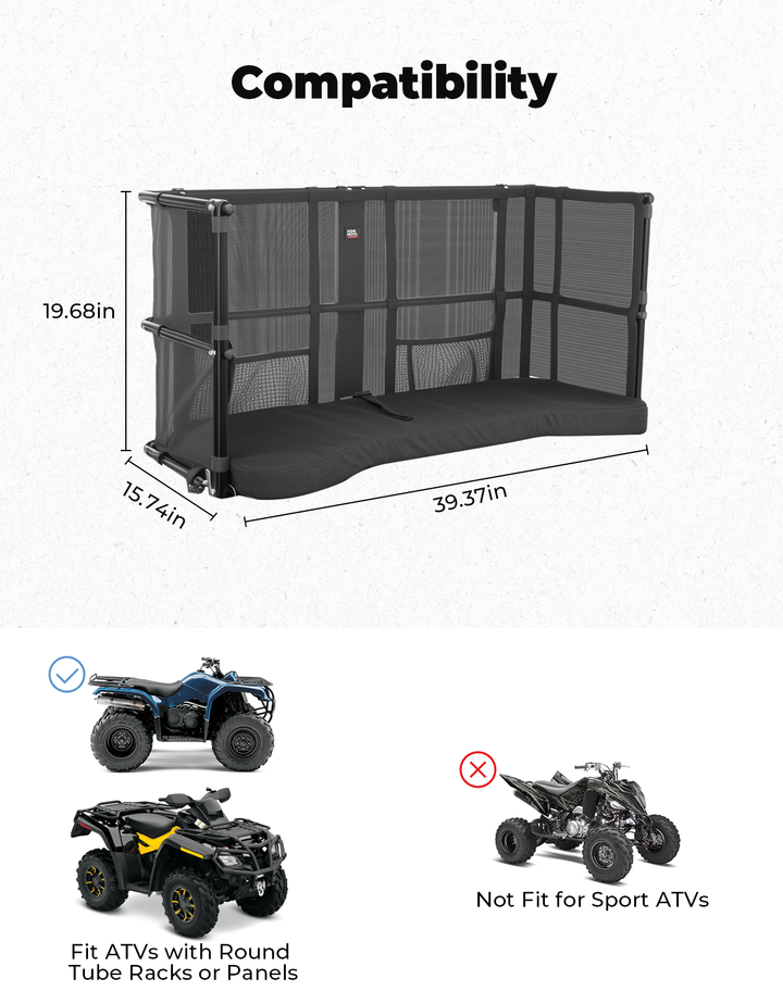 ATV Dog Carrier Seat with Safety Steel Frame for Can-Am Sportsman, Honda, Kawasaki - Kemimoto