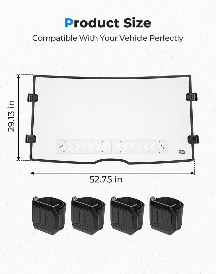Vented Front Full Windshield for Tracker 800SX | Arctic Cat Prowler Pro - Kemimoto