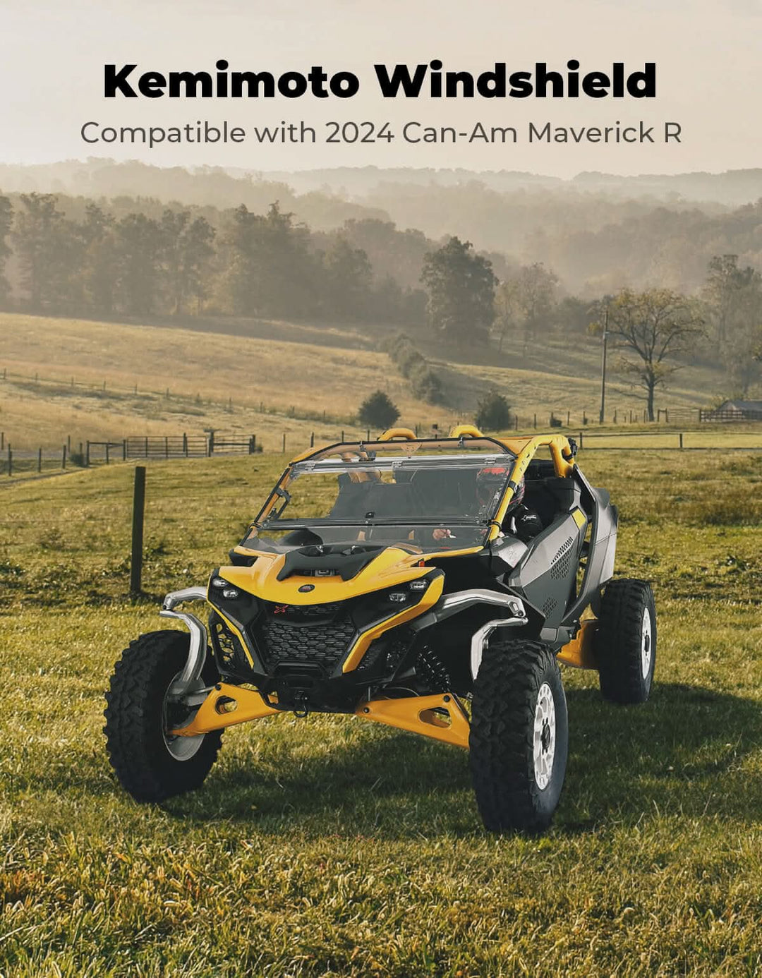 Flip Windshield Scratch Resistant for Can-Am Maverick R 2024+ - Kemimoto