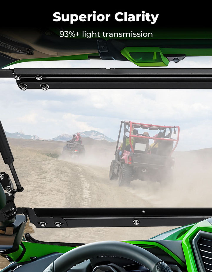 Scratch Resistant Flip Windshield for Kawasaki Teryx KRX 1000 | KRX4 1000 - Kemimoto
